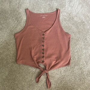 American Eagle Peach Buttoned Tank with Tie, Size S